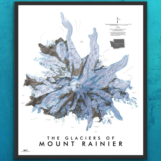Glaciers of Mount Rainier Souvenir & Reference Map (Large)