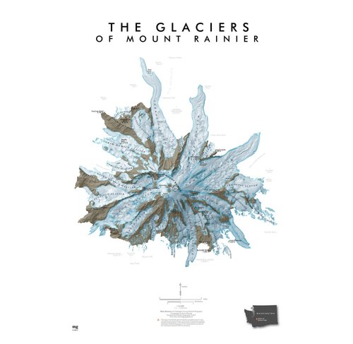 Glaciers of Mount Rainier Souvenir & Reference Map (Small)
