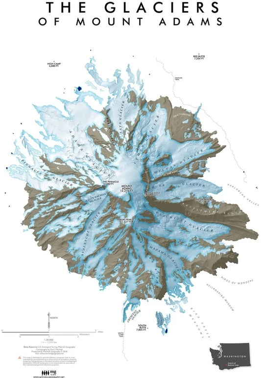 Glaciers of Mount Adams Souvenir & Reference Map