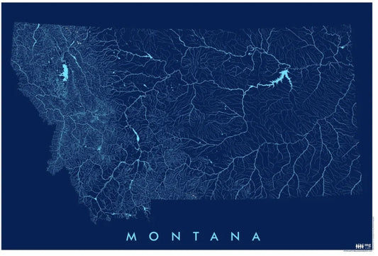 Montana State Rivers / Hydrology Map