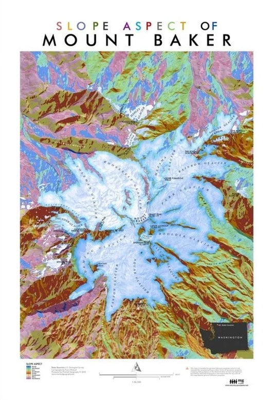 Mount Baker Slope Aspect Reference Map & Poster