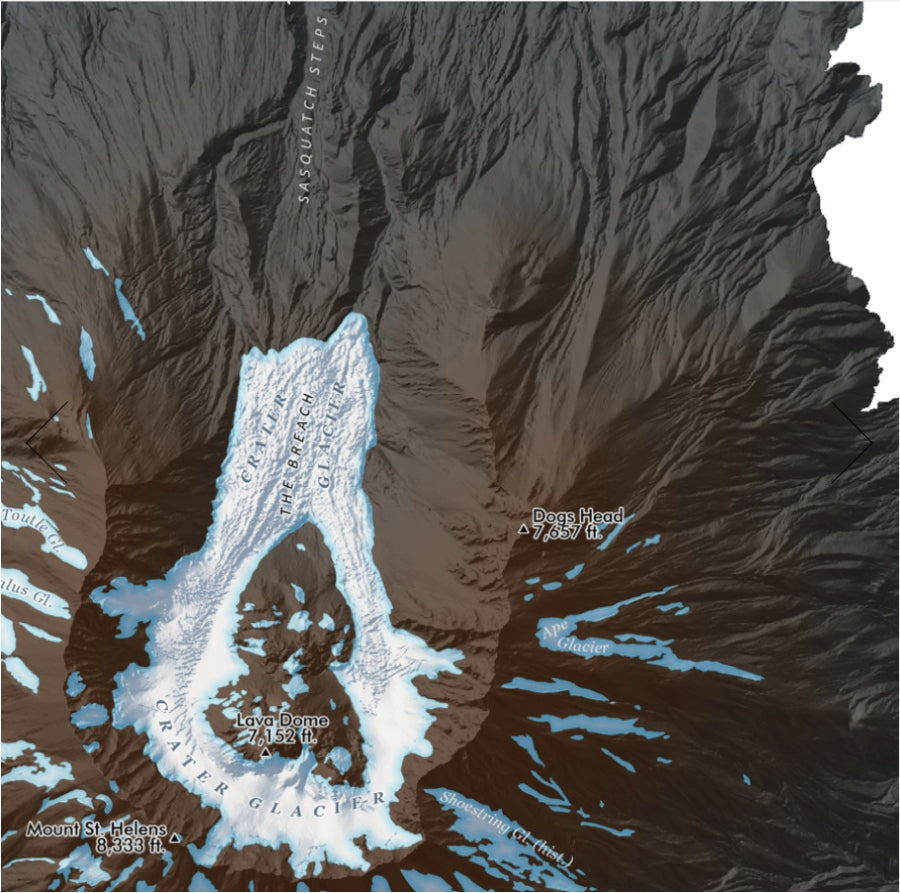 Mount Saint Helens Souvenir & Reference Map - Detail