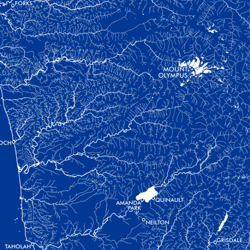 Olympic Peninsula Rivers / Hydrology Map - Detail
