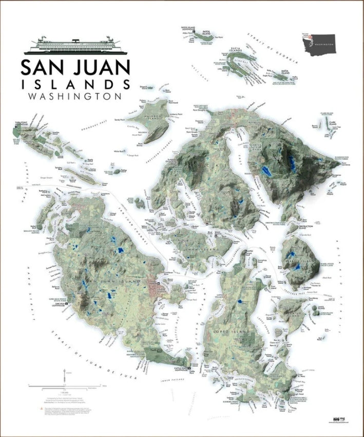 San Juan Islands Reference Map / Poster - 20" x 24"