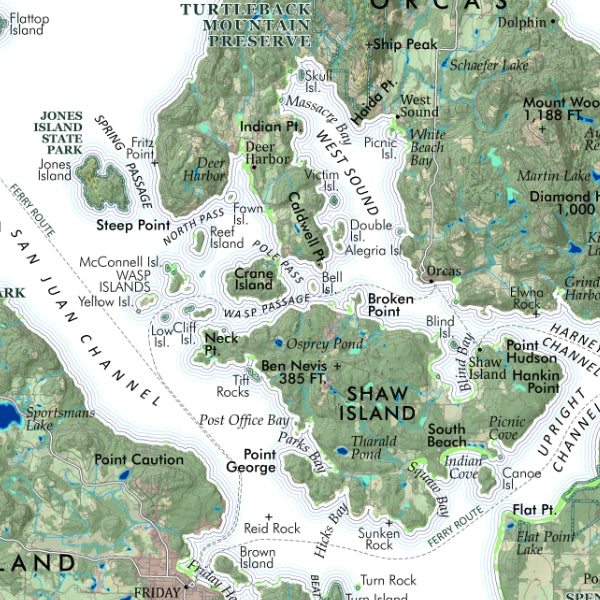 San Juan Islands Reference Map / Poster - Detail