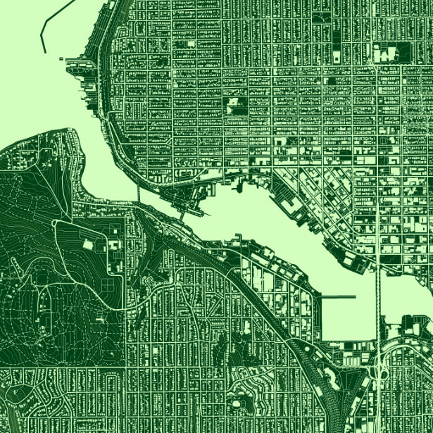 Seattle City Art Map by PMG - Detail (Ship Canal Area)