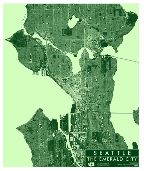 Seattle City Art Map by PMG - Large