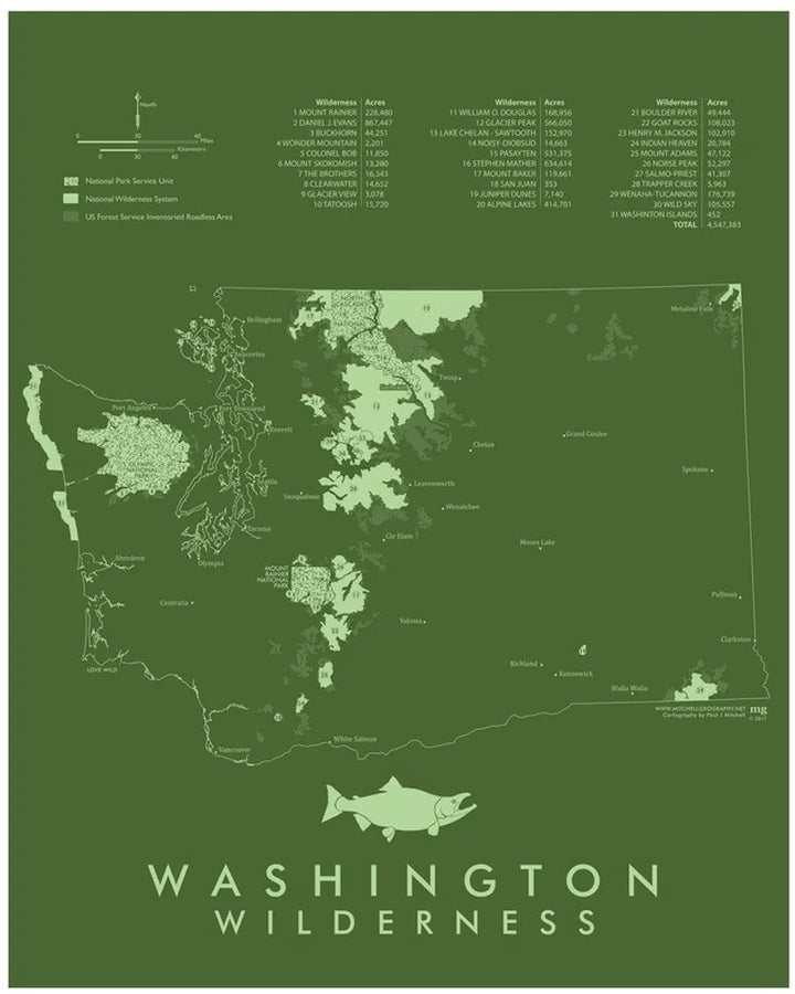 Washington Wilderness Reference Map / Poster