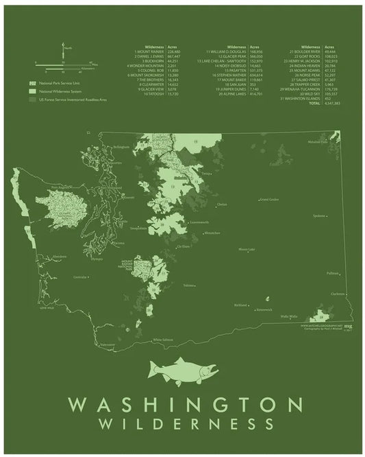 Washington Wilderness Reference Map / Poster