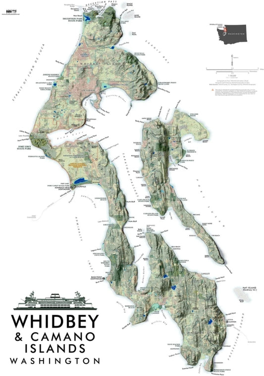 Whidbey & Camano Island Reference Map / Poster