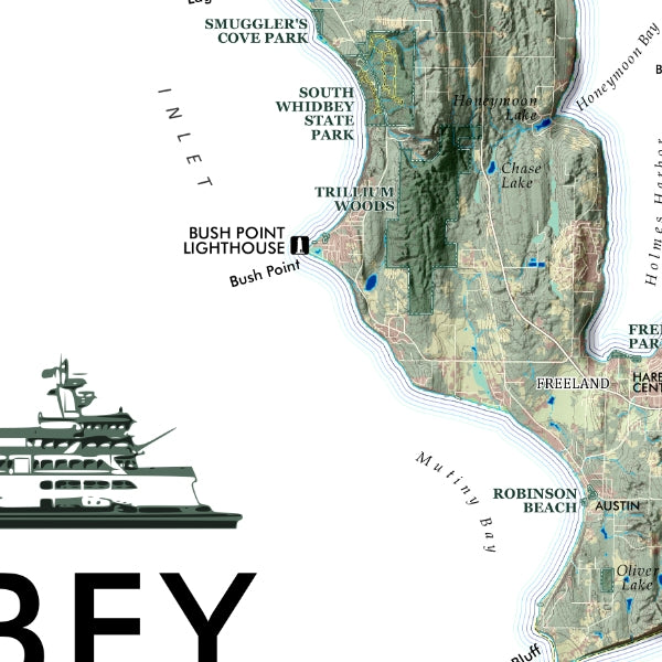 Whidbey & Camano Island Reference Map / Poster - Detail
