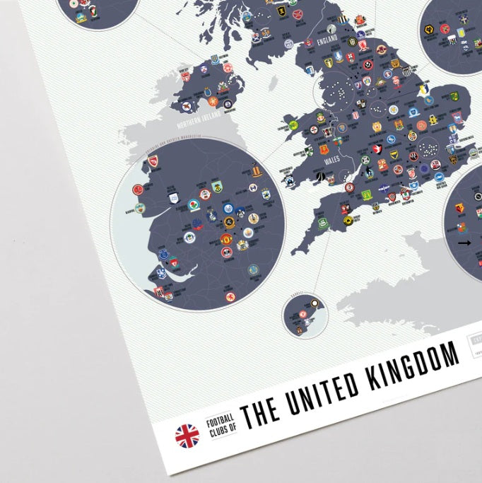 Football Clubs of the United Kingdom Wall Map