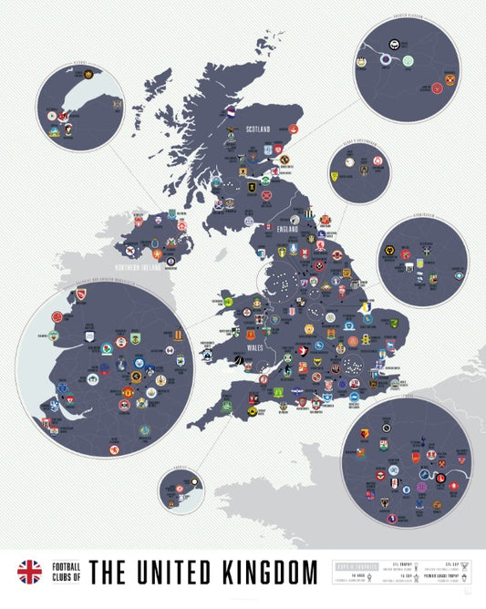 Football Clubs of the United Kingdom Wall Map