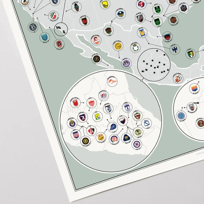 Soccer Clubs of North America Wall Map