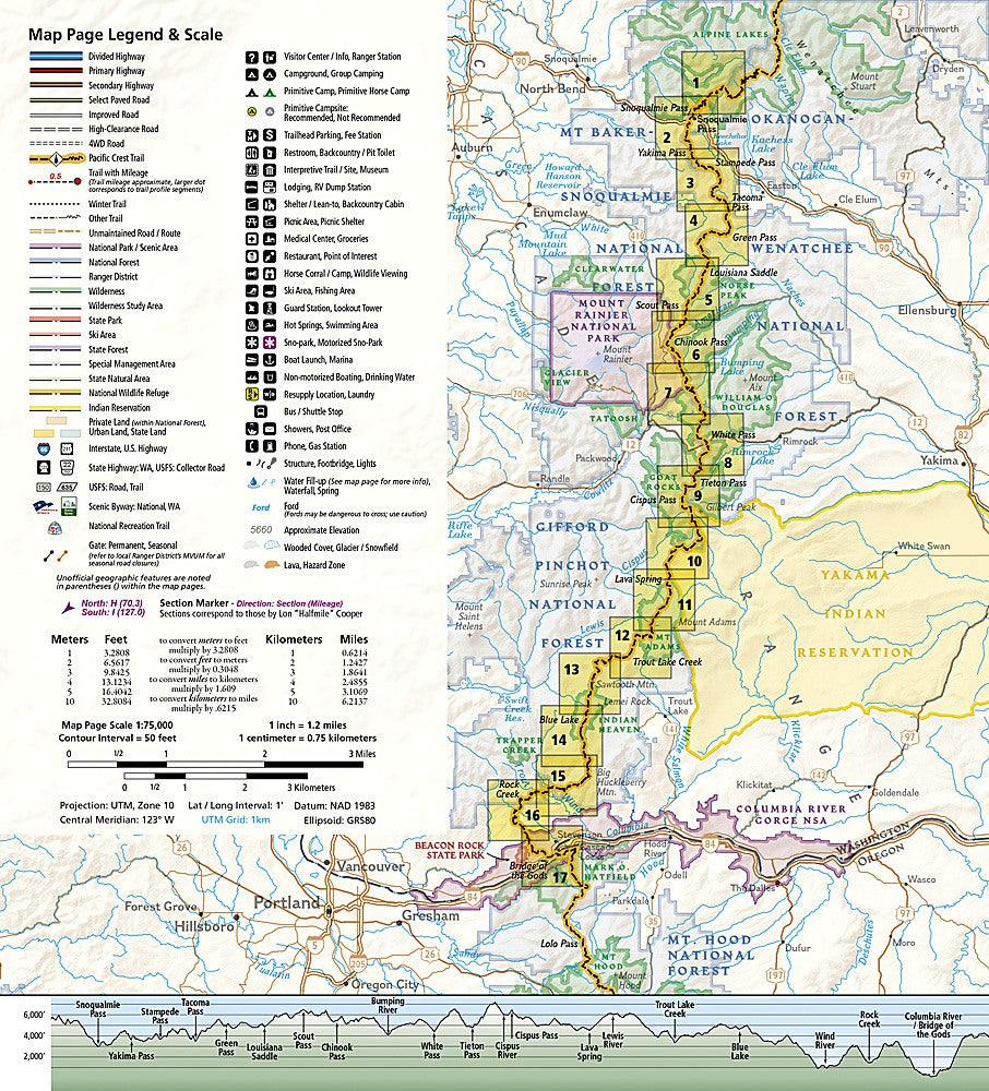 Pct Earth Map Pacific Crest Trail - Washington South Topo Map Guide Booklet #1003 ...