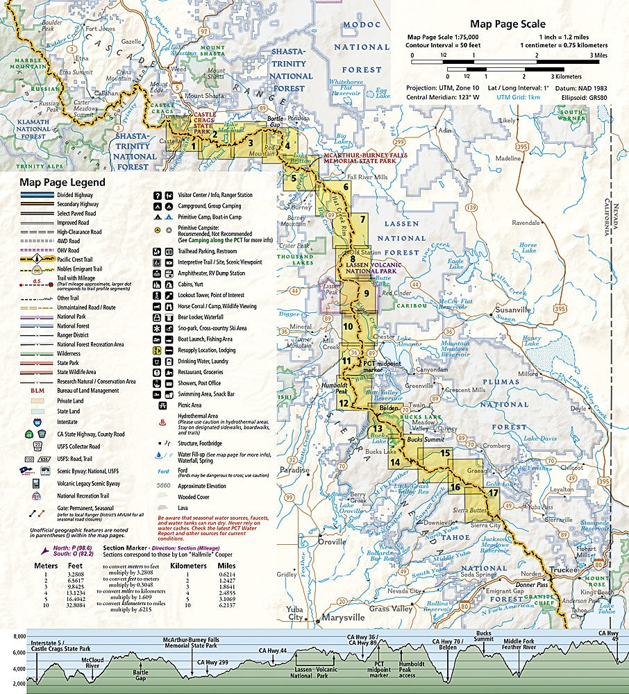 Pct Earth Map Pacific Crest Trail - Shasta and Lassen Topo Map Guide Booklet #1007 ...