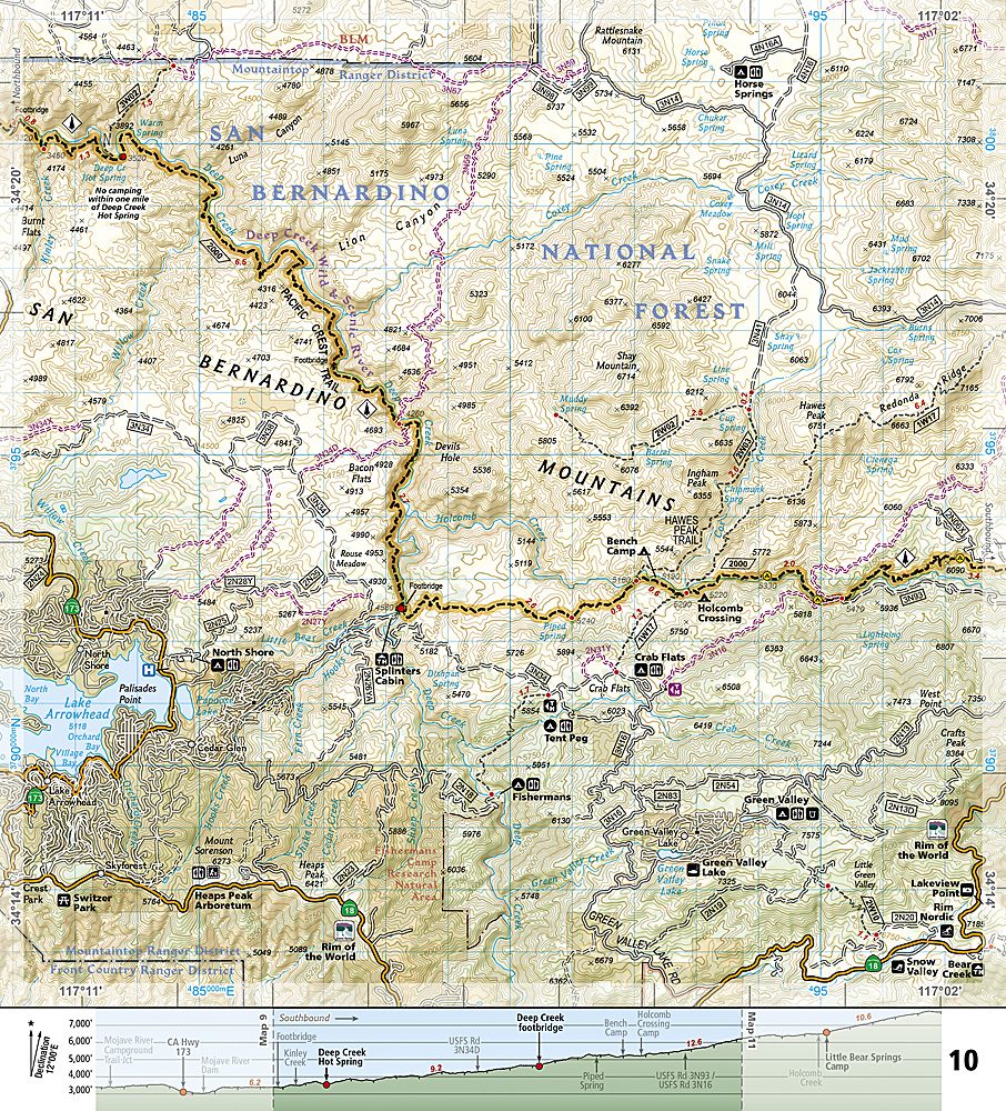 Pacific Crest Trail - San Gabriel & San Bernardino Mtns Trails Illustrated Topographic Map Guide Booklet #1011 - Map Detail