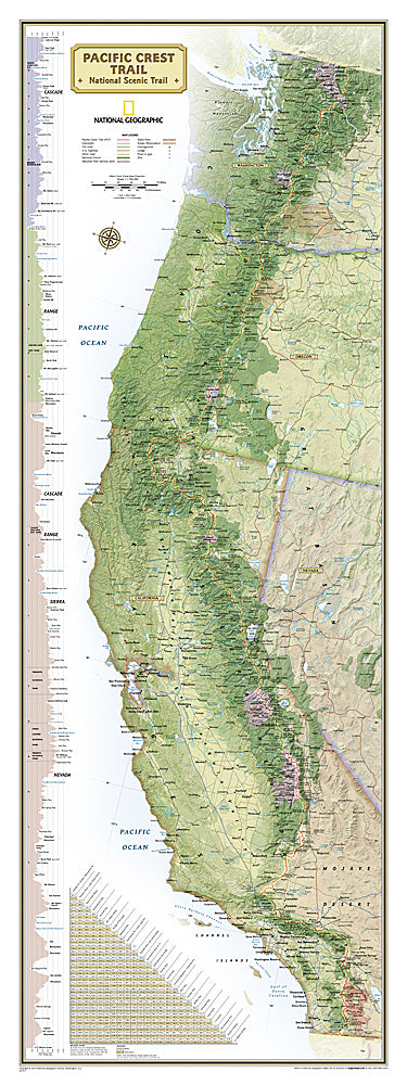 Pacific Crest Trail Wall Map by National Geographic