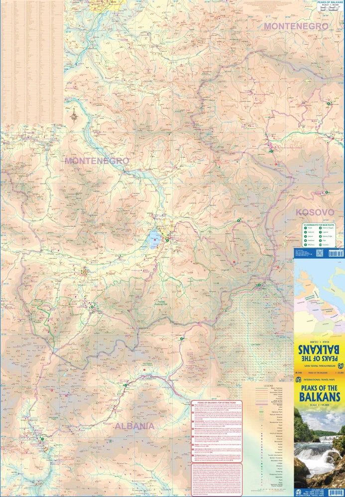 Peaks of the Balkans Travel & Reference Map by ITMB - Map Detail