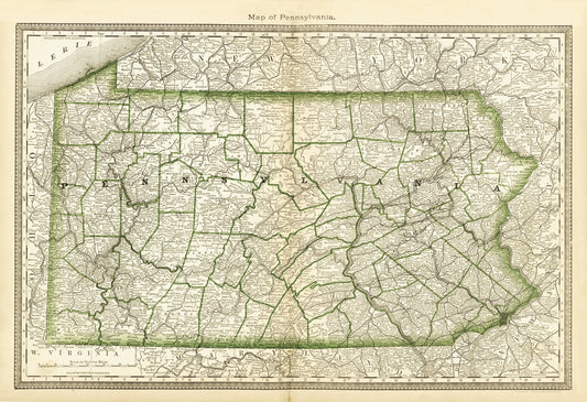 Pennsylvania 1882 Antique Map Reproduction
