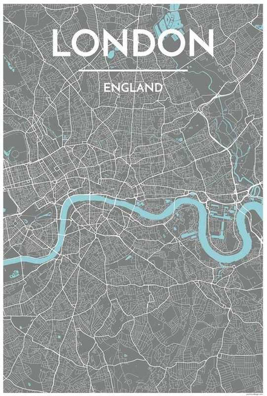 London Grey Map Print