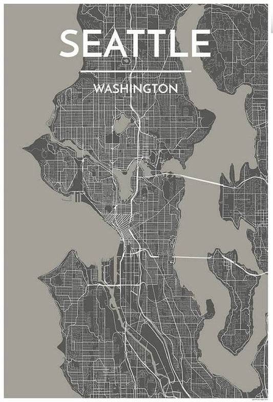 Seattle Map Print (Grey)