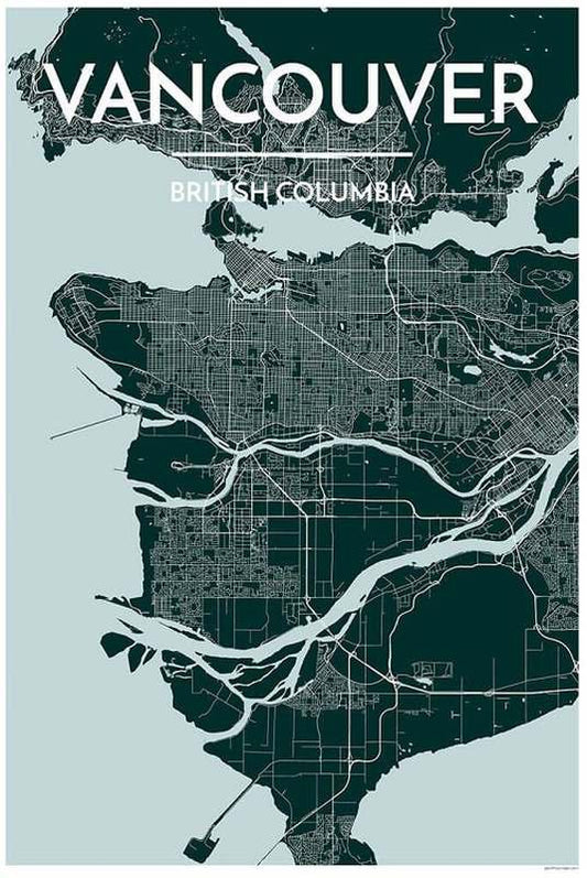 Vancouver Map Print Blue