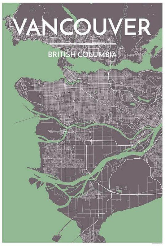 Vancouver Map Print Green