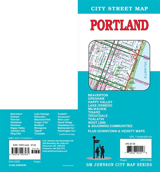 Portland Oregon City Street Map – Metsker Maps