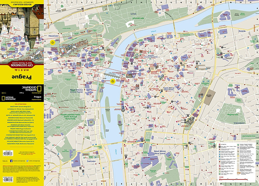 Prague Destination Map & Travel Guide by National Geographic - Map Detail