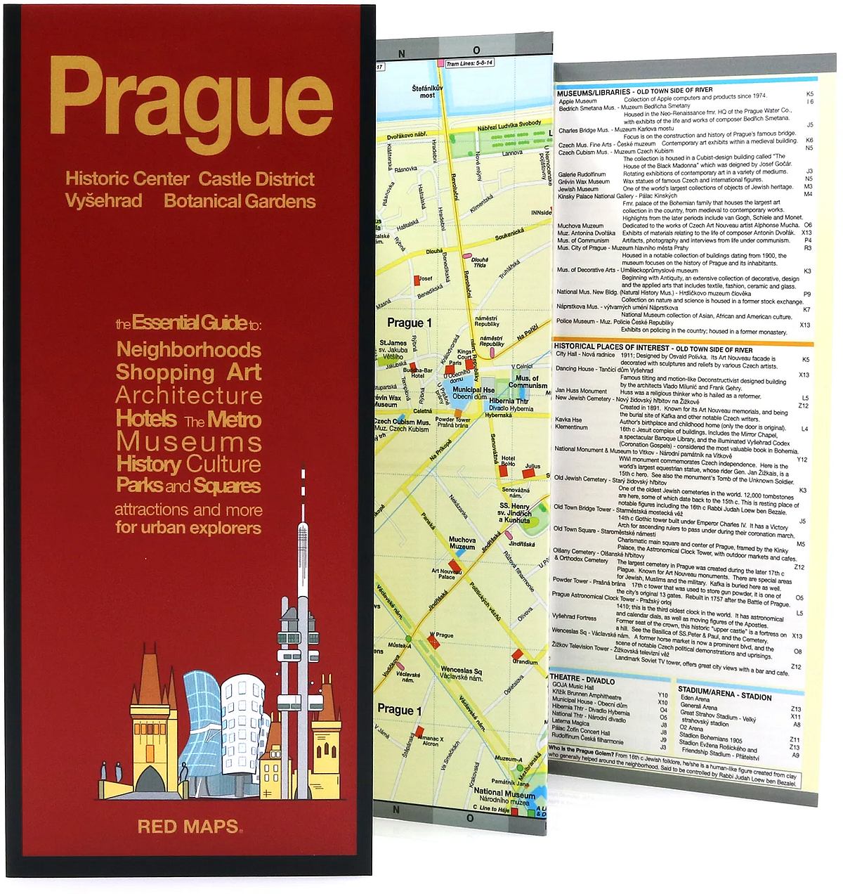 Prague City Center Street Map by Red Maps – Metsker Maps
