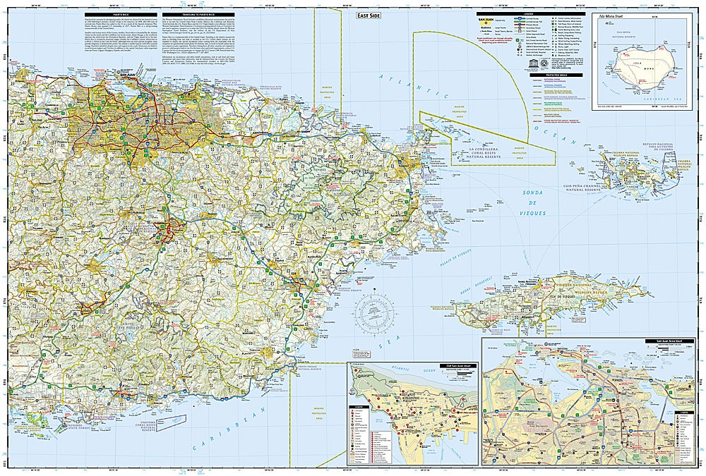 Puerto Rico Adventure Travel Map by National Geographic - Map Detail, East Side