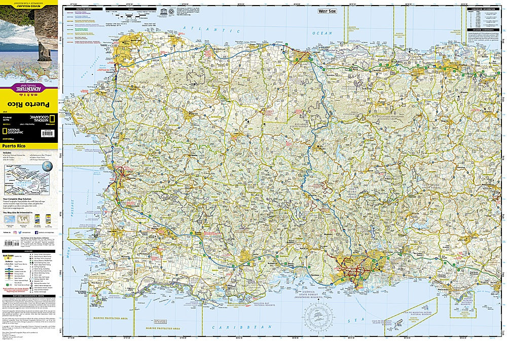 Puerto Rico Adventure Travel Map by National Geographic - Map Detail, West Side
