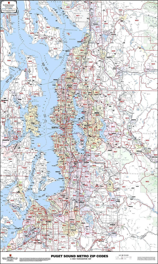 Puget Sound Area ZIP Code Wall Map by Kroll Map Company