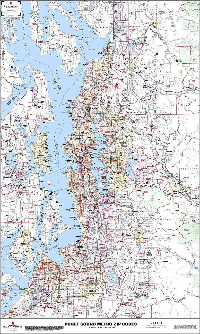 Puget Sound Arterial Zip Code Wall Map – Metsker Maps