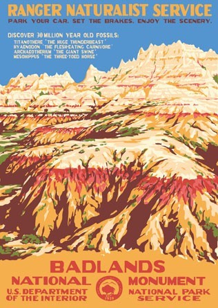 Badlands National Monument WPA Stye Poster by Ranger Doug's Enterprises