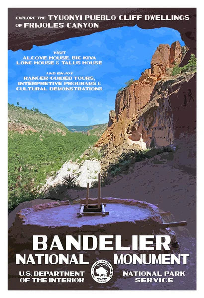 Bandelier National Monument WPA Style Poster by Ranger Doug's Enterprises
