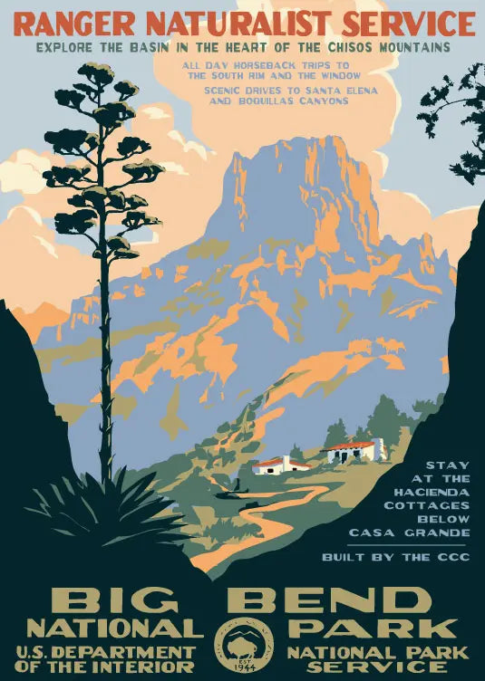 Big Bend National Park WPA Style Poster by Ranger Doug