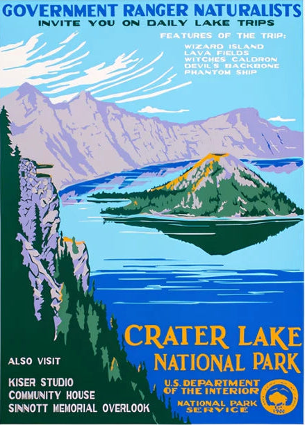Crater Lake National Park WPA Style Poster by Ranger Doug