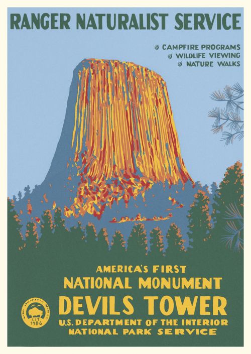 Devils Tower National Monument WPA Style Poster