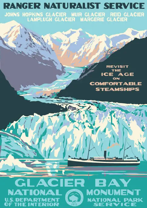 Glacier Bay National Monument WPA Style Poster by Ranger Doug