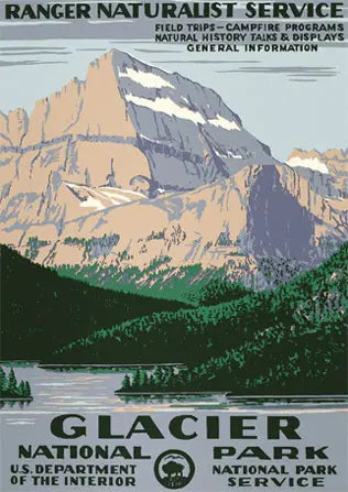 Glacier National Park WPA Style Poster by Ranger Doug