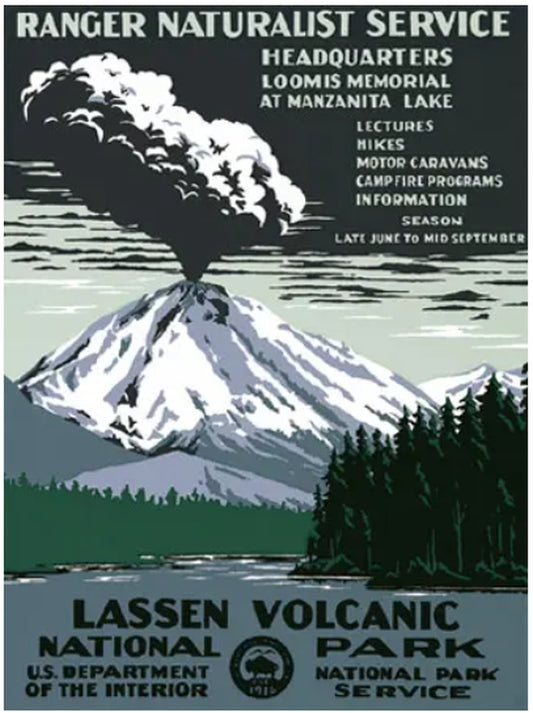 Lassen Volcanic National Park WPA Style Poster by Ranger Doug