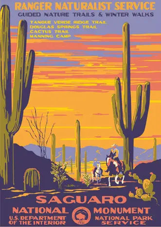 Saguaro National Monument WPA Style Poster by Ranger Doug