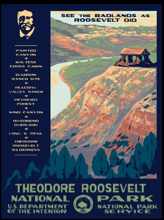 Theodore Roosevelt National Park WPA Style Poster by Ranger Doug