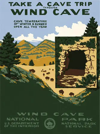 Wind Cave National Park WPA Style Souvenir Poster by Ranger Doug