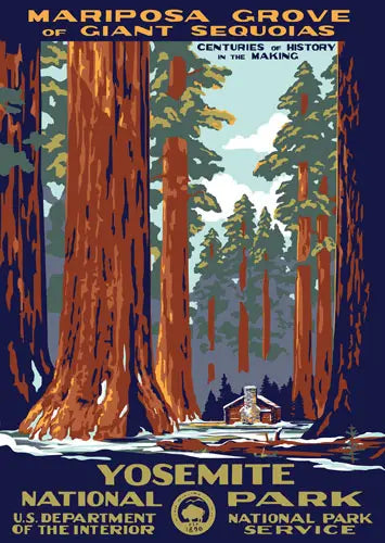 Yosemite National Park (Mariposa Grove of Giant Sequoias) WPA Style Souvenir Poster by Ranger Doug