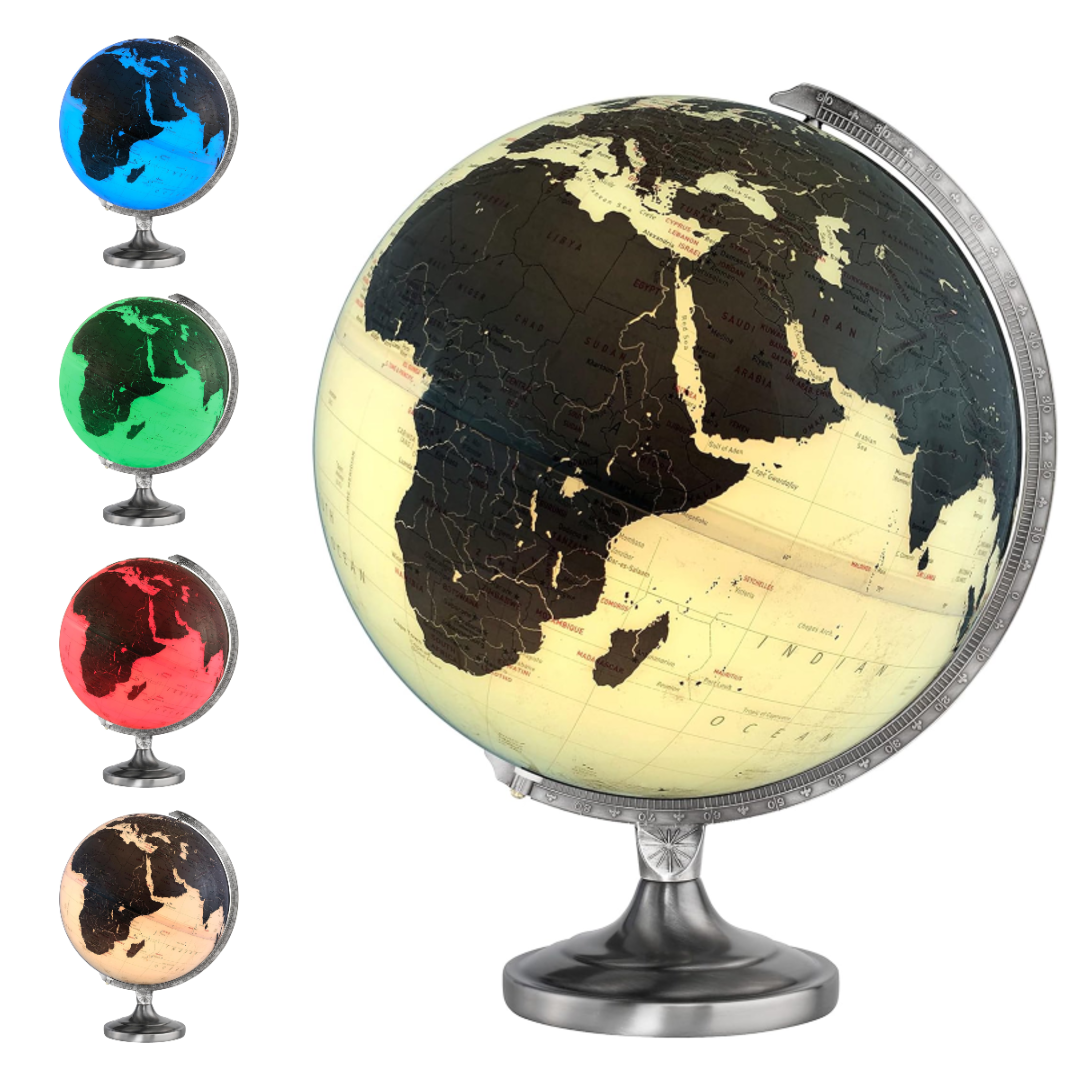 Kristian Illuminated World Globe 12" - Illuminated Detail