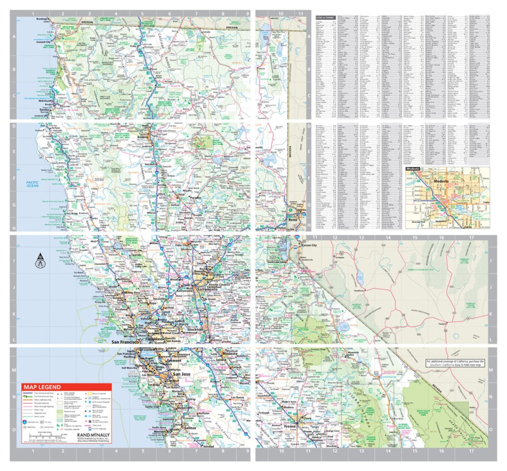 Northern California State Highway Laminated Map by Rand McNally (Easy to Fold) - Map