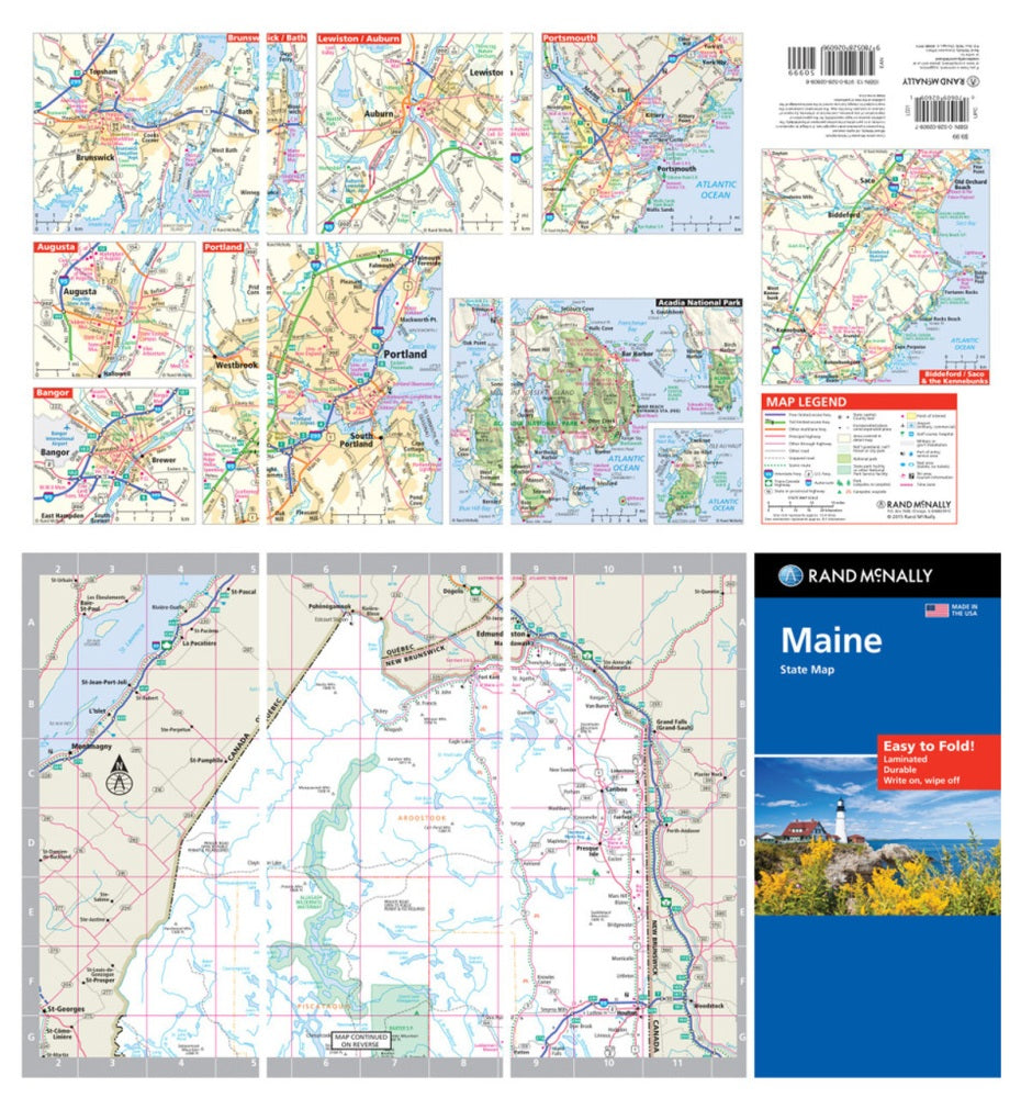 Maine State Highway Laminated Map by Rand McNally (Easy to Fold) - North Map